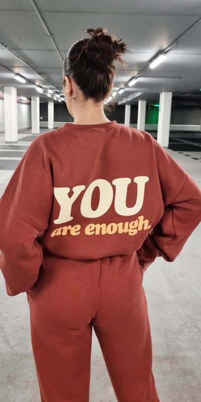 Rust Brown ‘You are Enough’ Oversized Sweatshirt