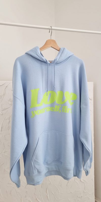 Blue Love Yourself Oversized Hoodie