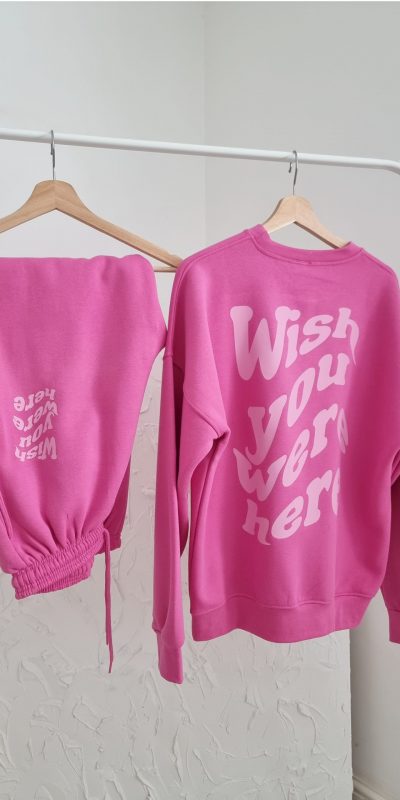 Pink Wish You Were Here Oversized Tracksuit